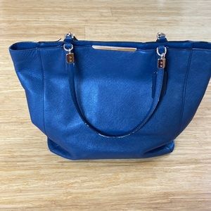 Leather coach blue tote